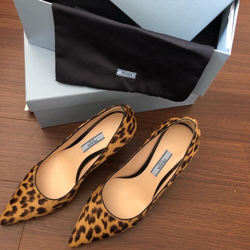 NIB Prada Leopard-Print Calf Hair Pumps size 36
